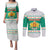 Bulgaria Christmas Couples Matching Puletasi and Long Sleeve Button Shirt with Green-White Theme, Coat of Arms, and National Flag Motif - Wonder Print Shop