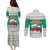 Bulgaria Christmas Couples Matching Puletasi and Long Sleeve Button Shirt with Green-White Theme, Coat of Arms, and National Flag Motif - Wonder Print Shop