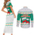 Bulgaria Christmas Couples Matching Short Sleeve Bodycon Dress and Long Sleeve Button Shirt with Green-White Theme, Coat of Arms, and National Flag Motif - Wonder Print Shop