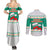 Bulgaria Christmas Couples Matching Summer Maxi Dress and Long Sleeve Button Shirt with Green-White Theme, Coat of Arms, and National Flag Motif - Wonder Print Shop