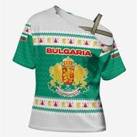 Bulgaria Christmas Cross Shoulder Shirt with Green-White Theme, Coat of Arms, and National Flag Motif - Wonder Print Shop