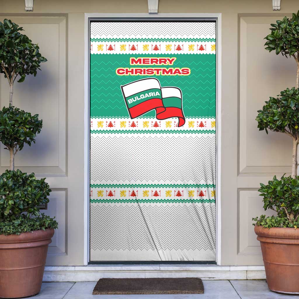 Bulgaria Christmas Door Cover with Green-White Theme, Coat of Arms, and National Flag Motif - Wonder Print Shop