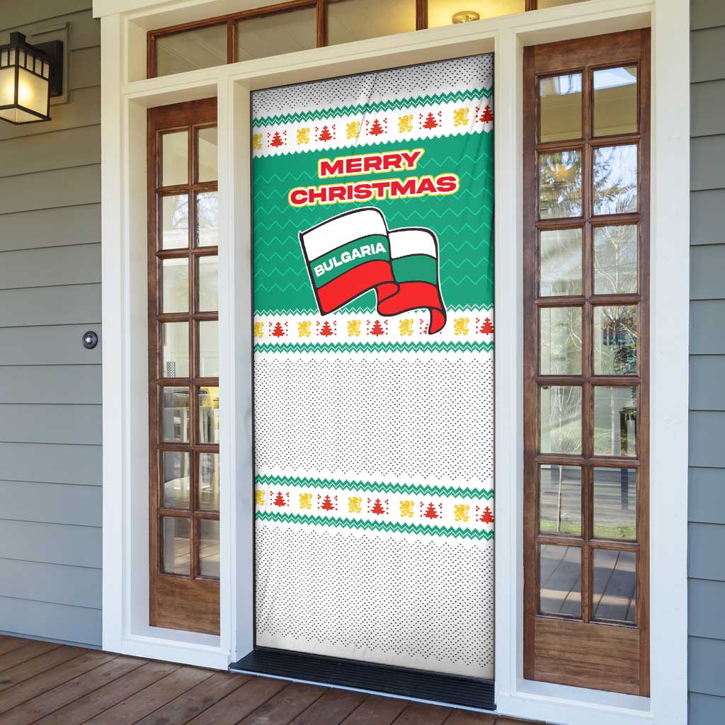 Bulgaria Christmas Door Cover with Green-White Theme, Coat of Arms, and National Flag Motif - Wonder Print Shop
