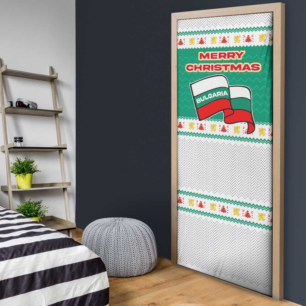 Bulgaria Christmas Door Cover with Green-White Theme, Coat of Arms, and National Flag Motif - Wonder Print Shop