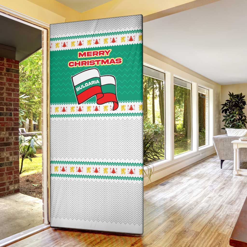 Bulgaria Christmas Door Cover with Green-White Theme, Coat of Arms, and National Flag Motif - Wonder Print Shop