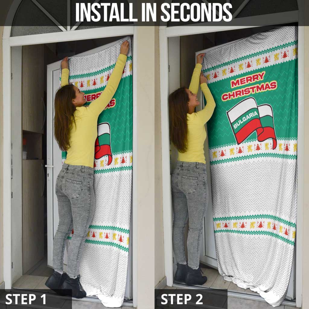 Bulgaria Christmas Door Cover with Green-White Theme, Coat of Arms, and National Flag Motif - Wonder Print Shop