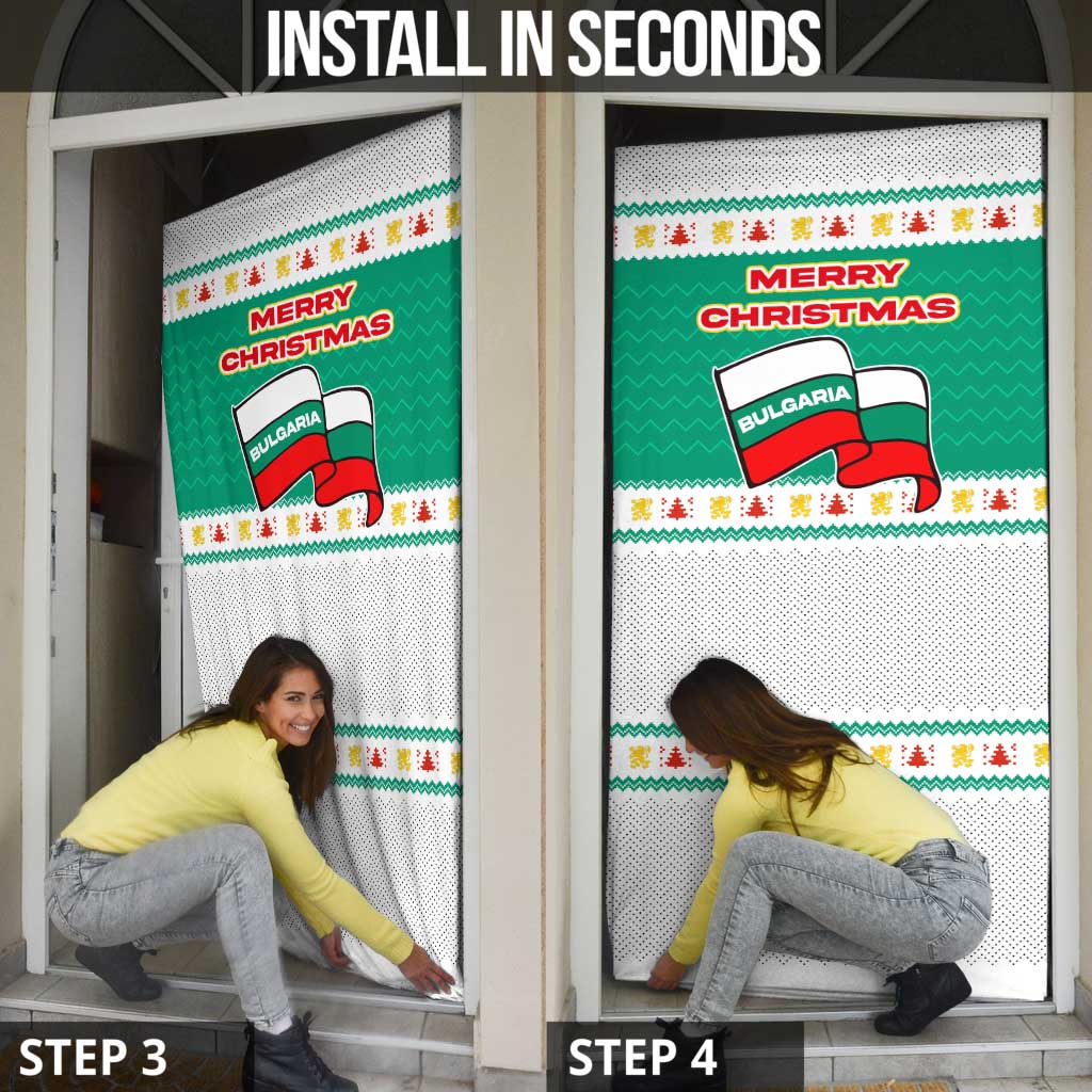 Bulgaria Christmas Door Cover with Green-White Theme, Coat of Arms, and National Flag Motif - Wonder Print Shop