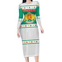 Bulgaria Christmas Family Matching Long Sleeve Bodycon Dress and Hawaiian Shirt with Green-White Theme, Coat of Arms, and National Flag Motif - Wonder Print Shop