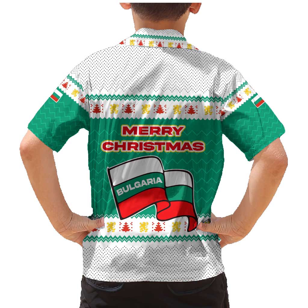 Bulgaria Christmas Family Matching Mermaid Dress and Hawaiian Shirt with Green-White Theme, Coat of Arms, and National Flag Motif - Wonder Print Shop