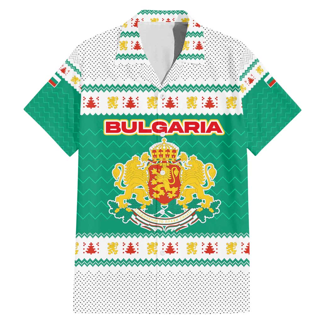 Bulgaria Christmas Family Matching Mermaid Dress and Hawaiian Shirt with Green-White Theme, Coat of Arms, and National Flag Motif - Wonder Print Shop
