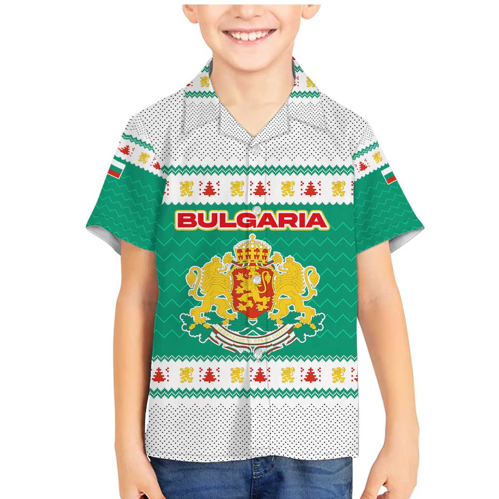 Bulgaria Christmas Family Matching Mermaid Dress and Hawaiian Shirt with Green-White Theme, Coat of Arms, and National Flag Motif - Wonder Print Shop
