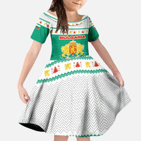 Bulgaria Christmas Family Matching Off The Shoulder Long Sleeve Dress and Hawaiian Shirt with Green-White Theme, Coat of Arms, and National Flag Motif - Wonder Print Shop