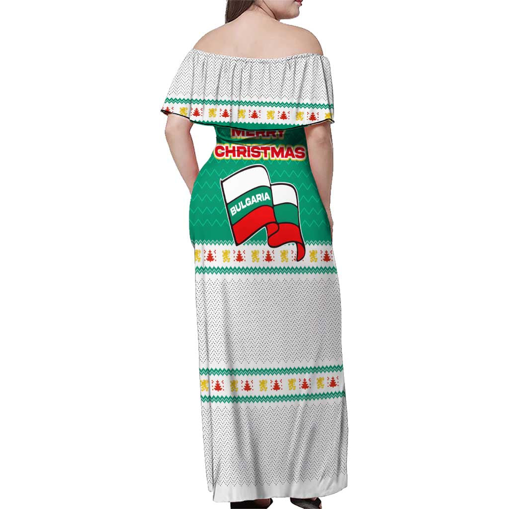 Bulgaria Christmas Family Matching Off Shoulder Maxi Dress and Hawaiian Shirt with Green-White Theme, Coat of Arms, and National Flag Motif - Wonder Print Shop