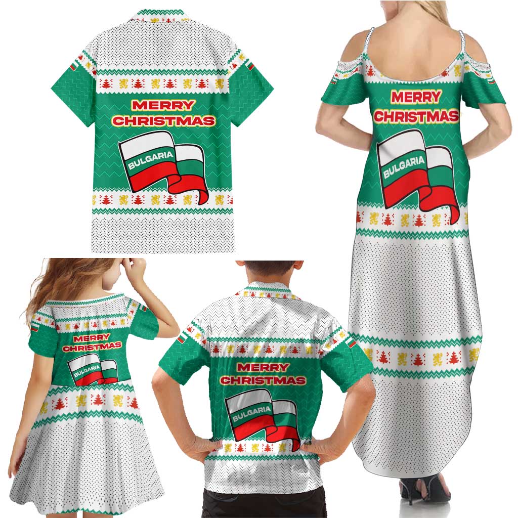 Bulgaria Christmas Family Matching Summer Maxi Dress and Hawaiian Shirt with Green-White Theme, Coat of Arms, and National Flag Motif - Wonder Print Shop