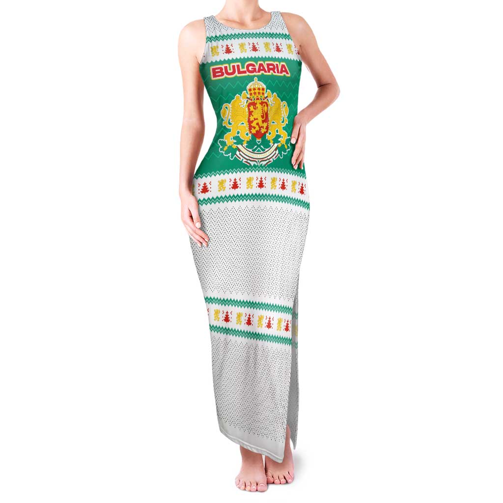 Bulgaria Christmas Family Matching Tank Maxi Dress and Hawaiian Shirt with Green-White Theme, Coat of Arms, and National Flag Motif - Wonder Print Shop