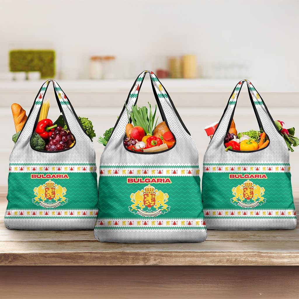 Bulgaria Christmas Grocery Bag with Green-White Theme, Coat of Arms, and National Flag Motif - Wonder Print Shop