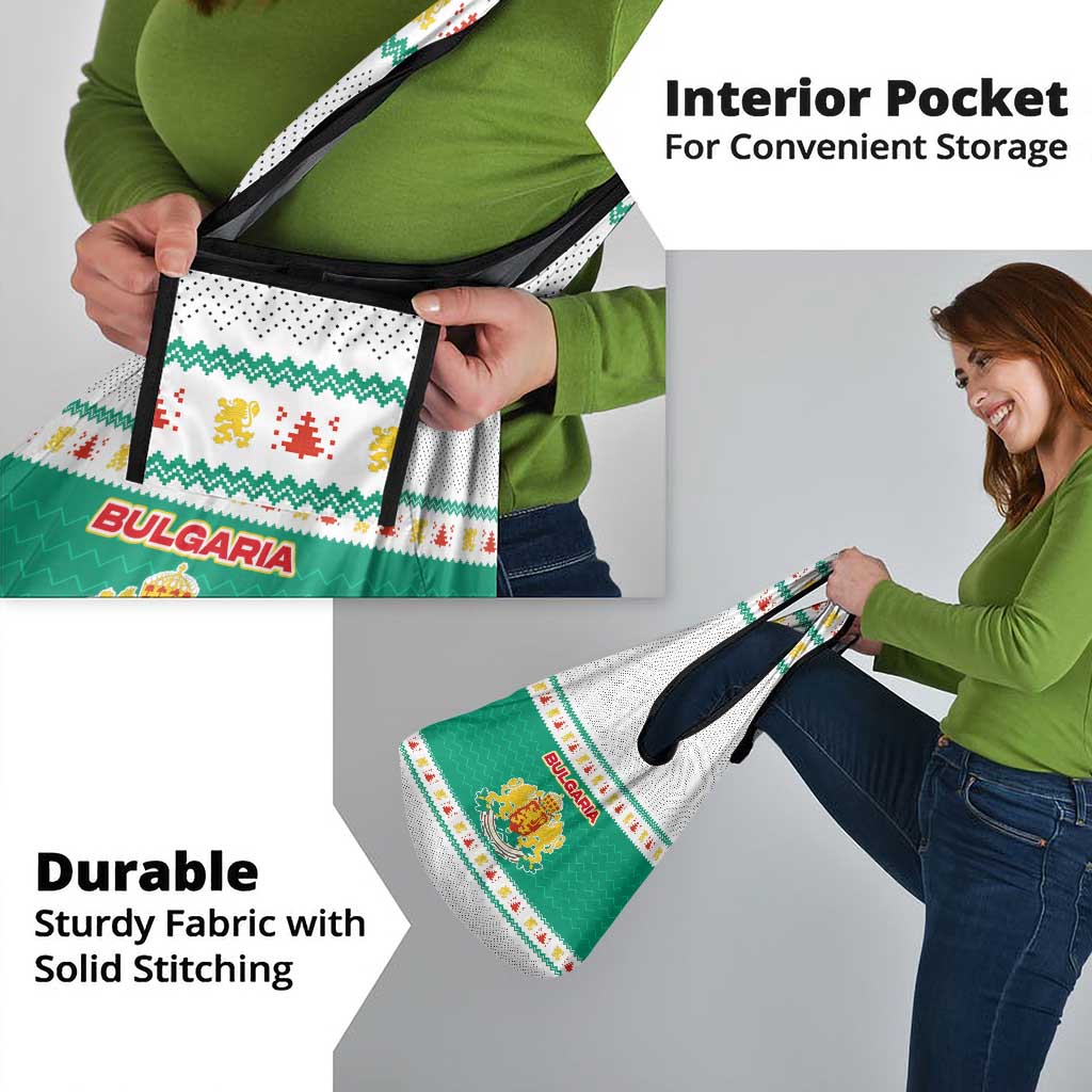 Bulgaria Christmas Grocery Bag with Green-White Theme, Coat of Arms, and National Flag Motif - Wonder Print Shop