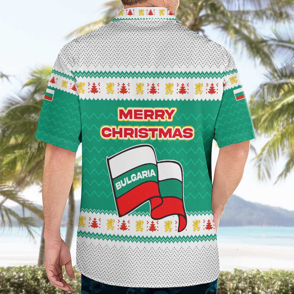 Bulgaria Christmas Hawaiian Shirt with Green-White Theme, Coat of Arms, and National Flag Motif - Wonder Print Shop