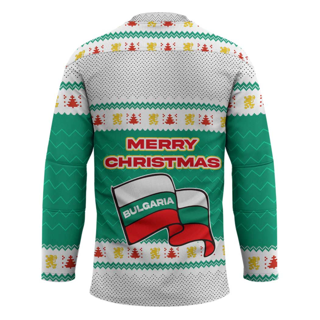 Bulgaria Christmas Hockey Jersey with Green-White Theme, Coat of Arms, and National Flag Motif - Wonder Print Shop