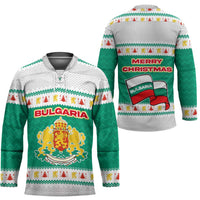 Bulgaria Christmas Hockey Jersey with Green-White Theme, Coat of Arms, and National Flag Motif - Wonder Print Shop