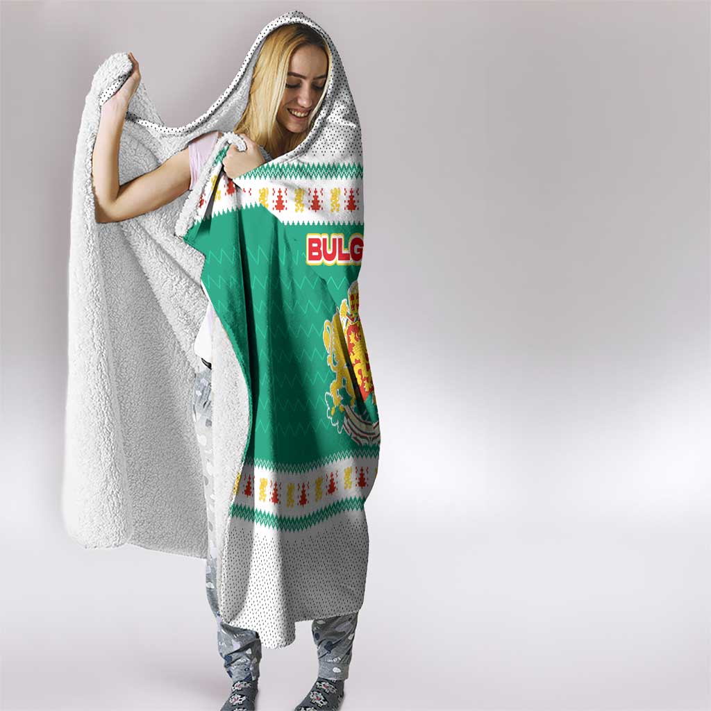 Bulgaria Christmas Hooded Blanket with Green-White Theme, Coat of Arms, and National Flag Motif - Wonder Print Shop
