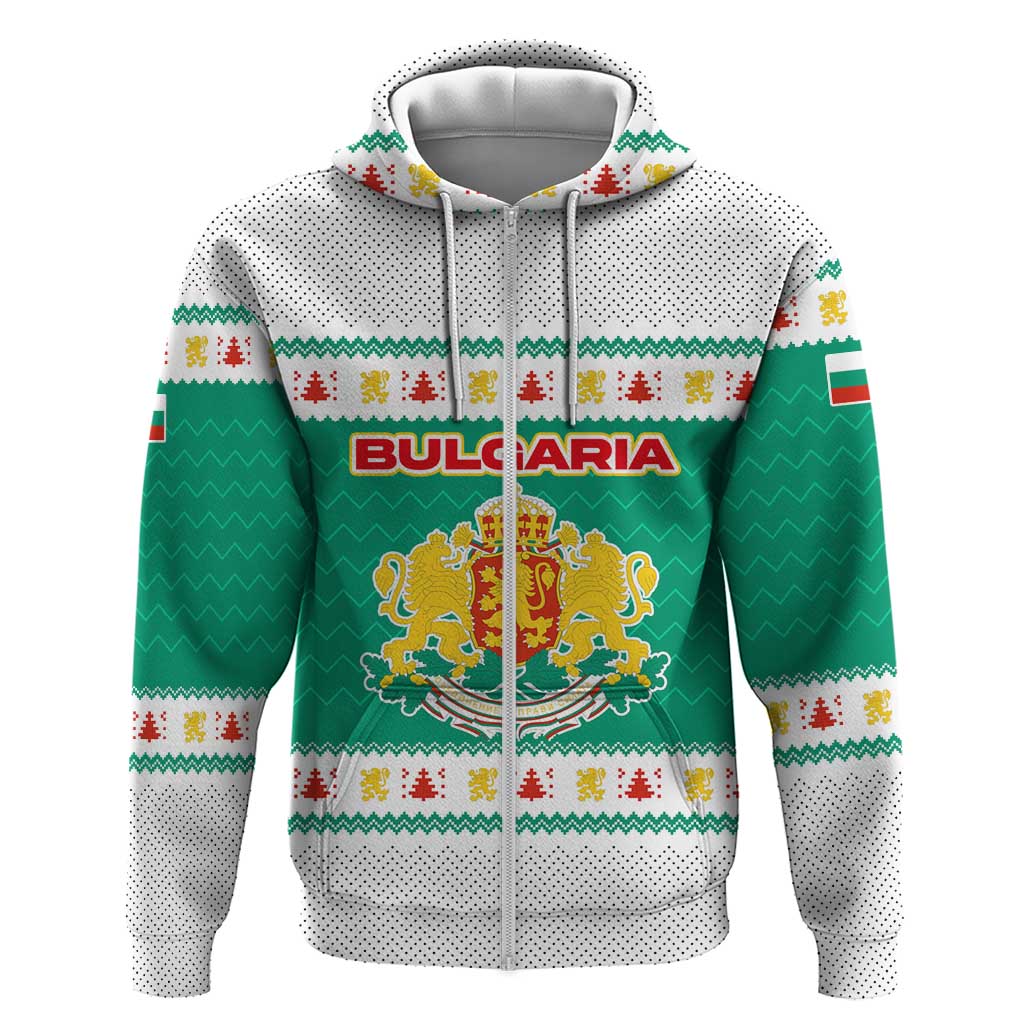 Bulgaria Christmas Hoodie with Green-White Theme, Coat of Arms, and National Flag Motif - Wonder Print Shop