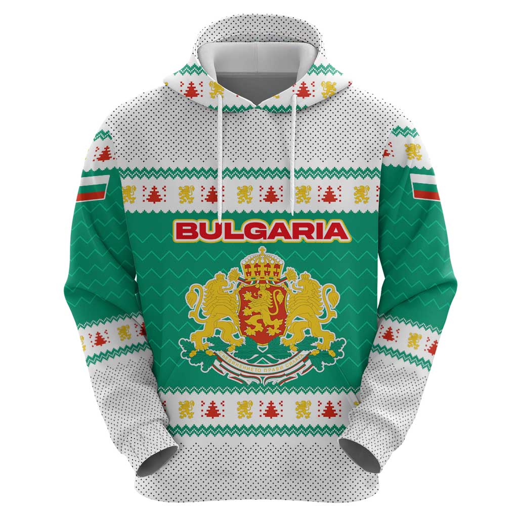 Bulgaria Christmas Hoodie with Green-White Theme, Coat of Arms, and National Flag Motif - Wonder Print Shop