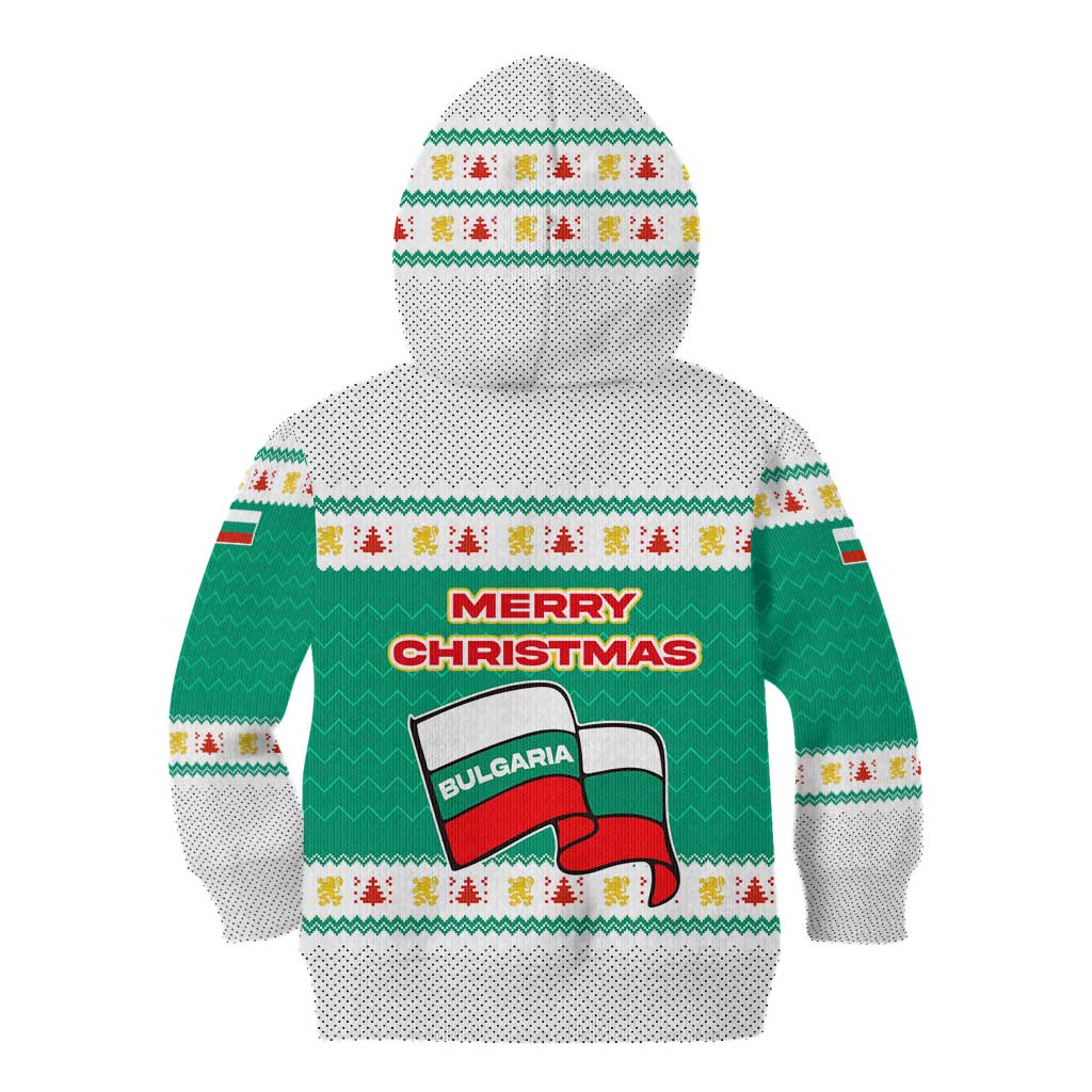Bulgaria Christmas Kid Hoodie with Green-White Theme, Coat of Arms, and National Flag Motif - Wonder Print Shop