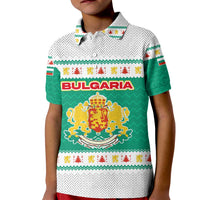 Bulgaria Christmas Kid Polo Shirt with Green-White Theme, Coat of Arms, and National Flag Motif - Wonder Print Shop