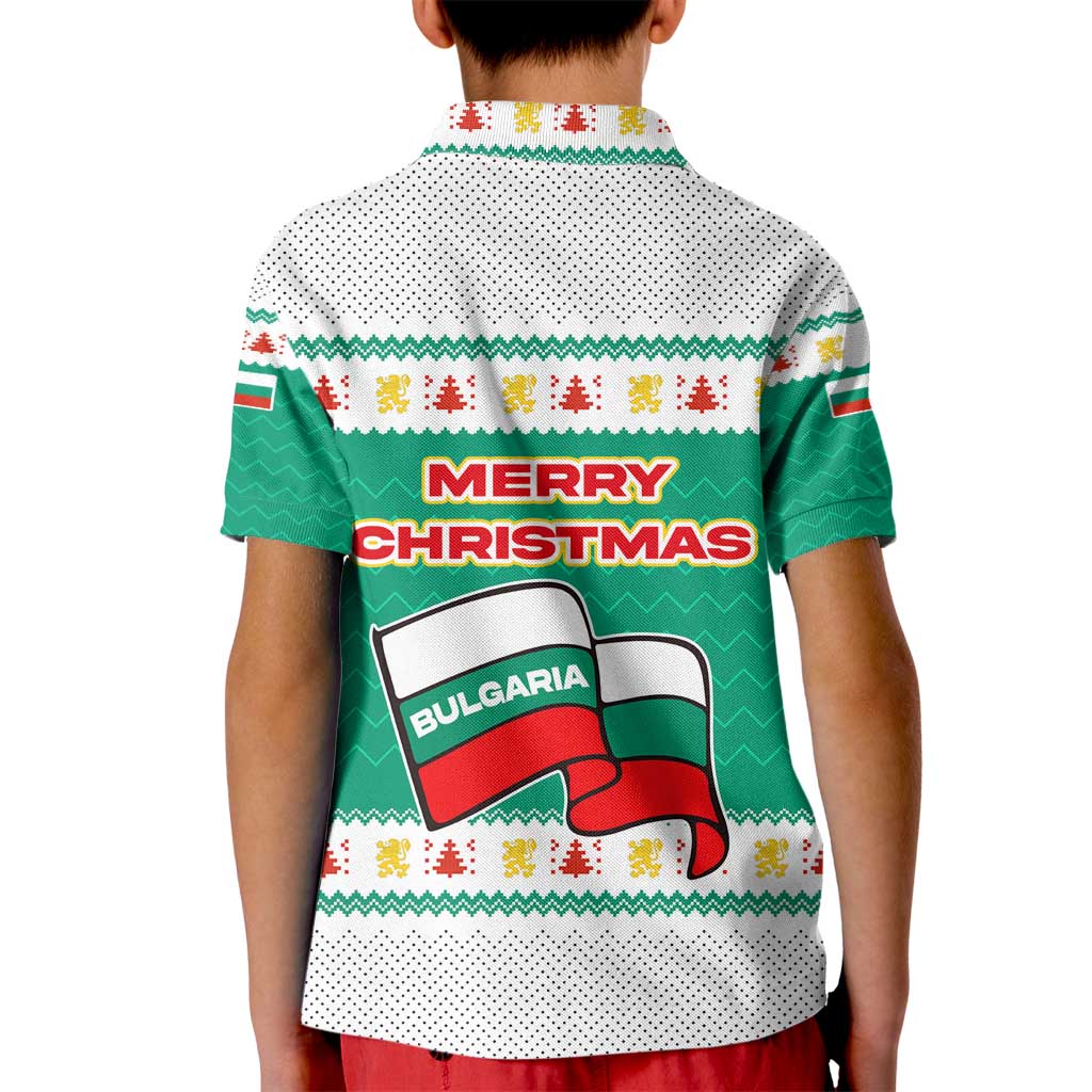 Bulgaria Christmas Kid Polo Shirt with Green-White Theme, Coat of Arms, and National Flag Motif - Wonder Print Shop