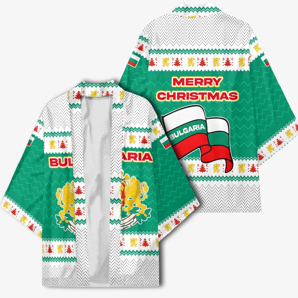 Bulgaria Christmas Kimono with Green-White Theme, Coat of Arms, and National Flag Motif - Wonder Print Shop