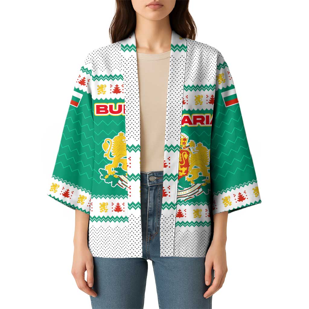 Bulgaria Christmas Kimono with Green-White Theme, Coat of Arms, and National Flag Motif - Wonder Print Shop