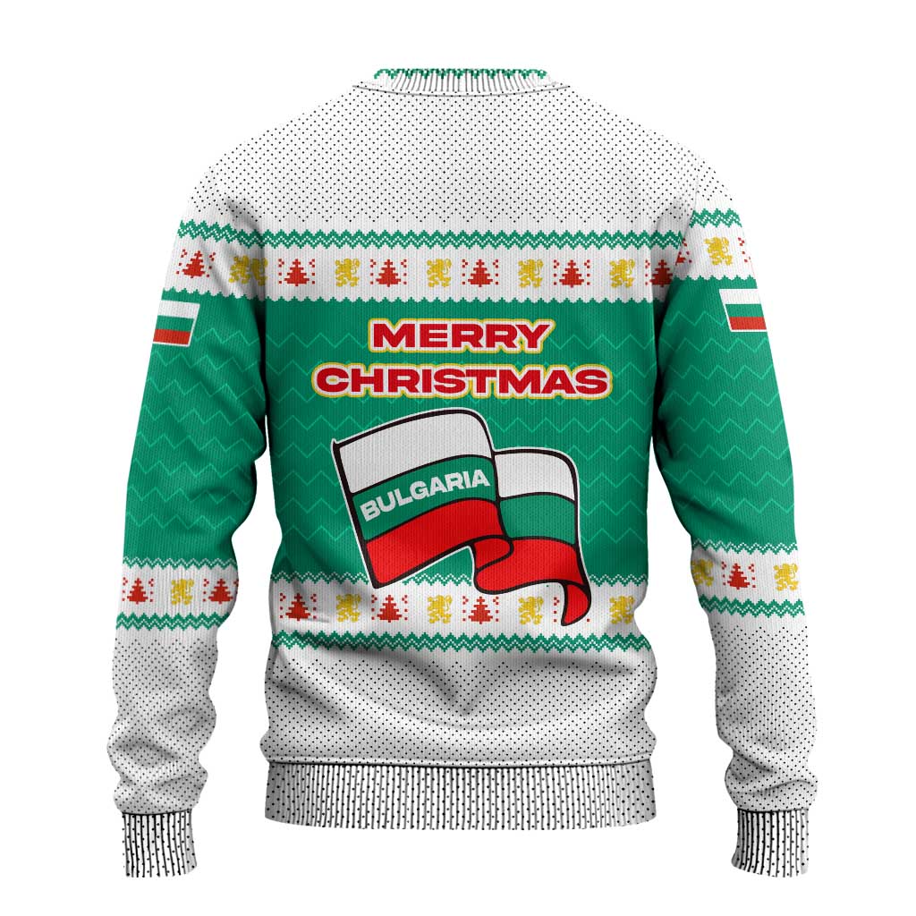 Bulgaria Christmas Ugly Christmas Sweater with Green-White Theme, Coat of Arms, and National Flag Motif - Wonder Print Shop