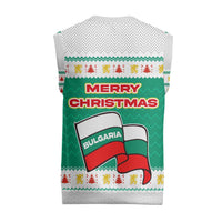 Bulgaria Christmas Knitted V-Neck Vest with Green-White Theme, Coat of Arms, and National Flag Motif - Wonder Print Shop