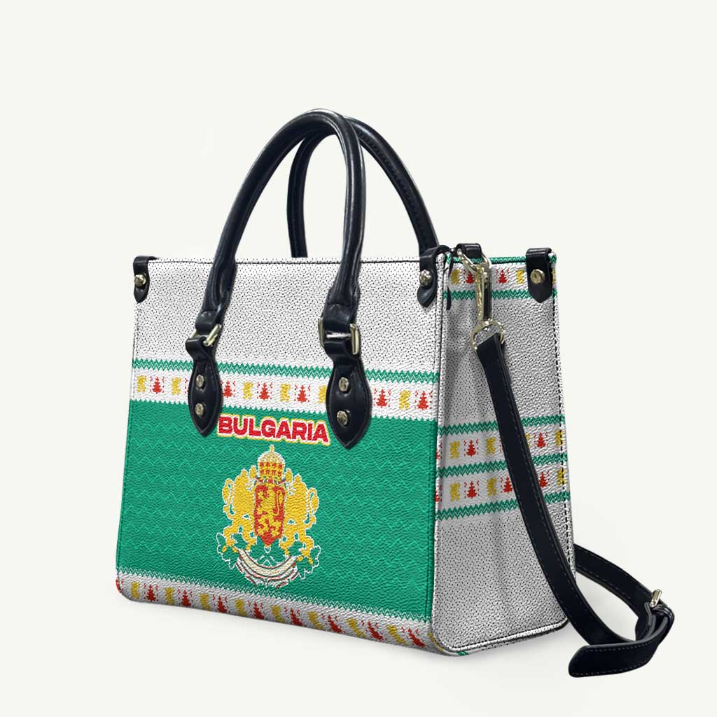 Bulgaria Christmas Leather Bag with Green-White Theme, Coat of Arms, and National Flag Motif - Wonder Print Shop