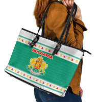Bulgaria Christmas Leather Tote Bag with Green-White Theme, Coat of Arms, and National Flag Motif - Wonder Print Shop