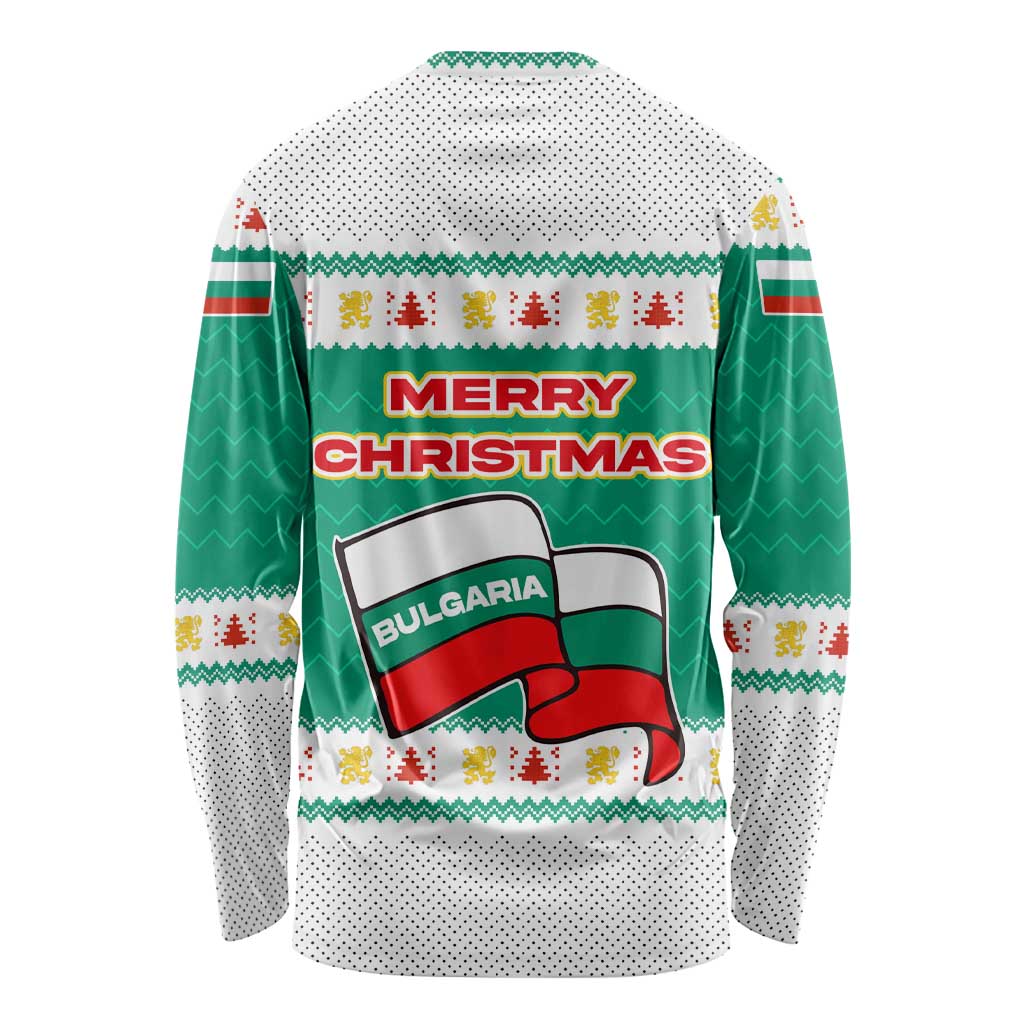 Bulgaria Christmas Long Sleeve Shirt with Green-White Theme, Coat of Arms, and National Flag Motif - Wonder Print Shop