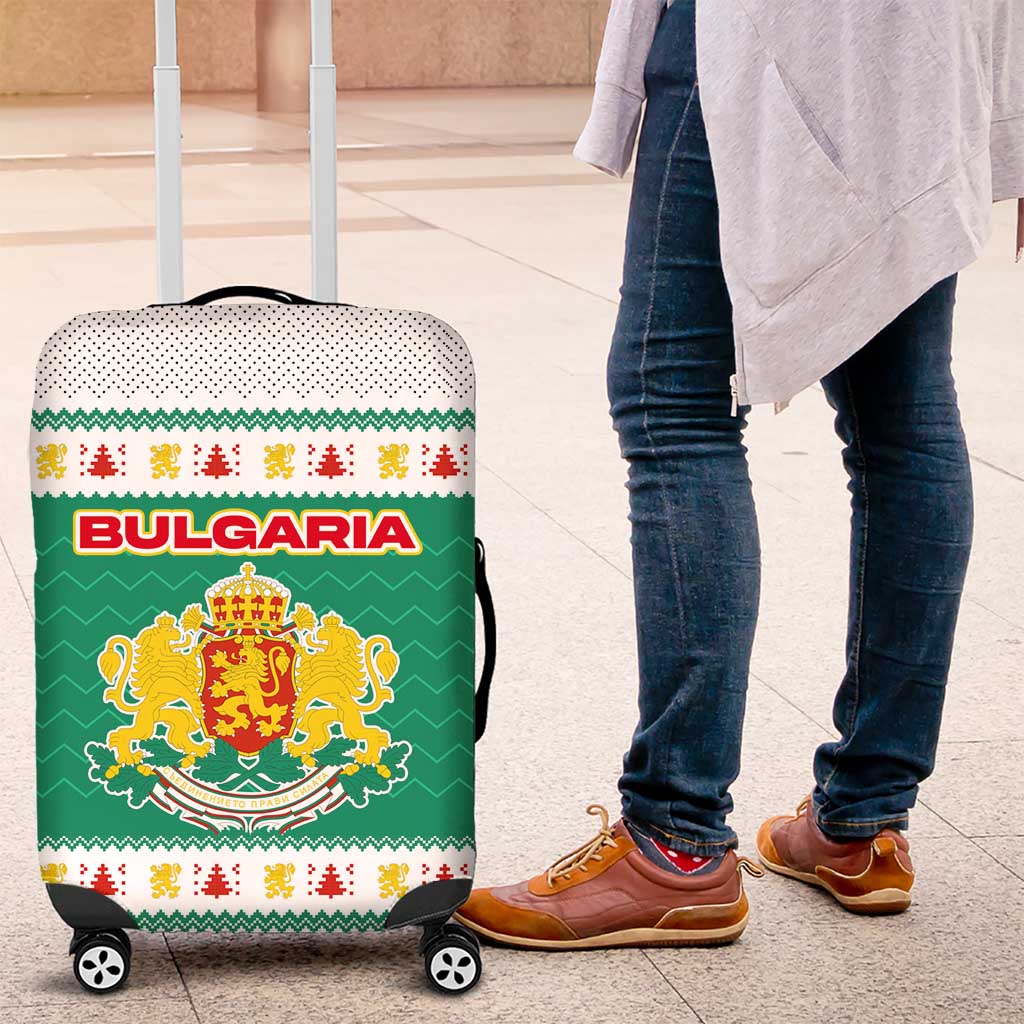Bulgaria Christmas Luggage Cover with Green-White Theme, Coat of Arms, and National Flag Motif - Wonder Print Shop