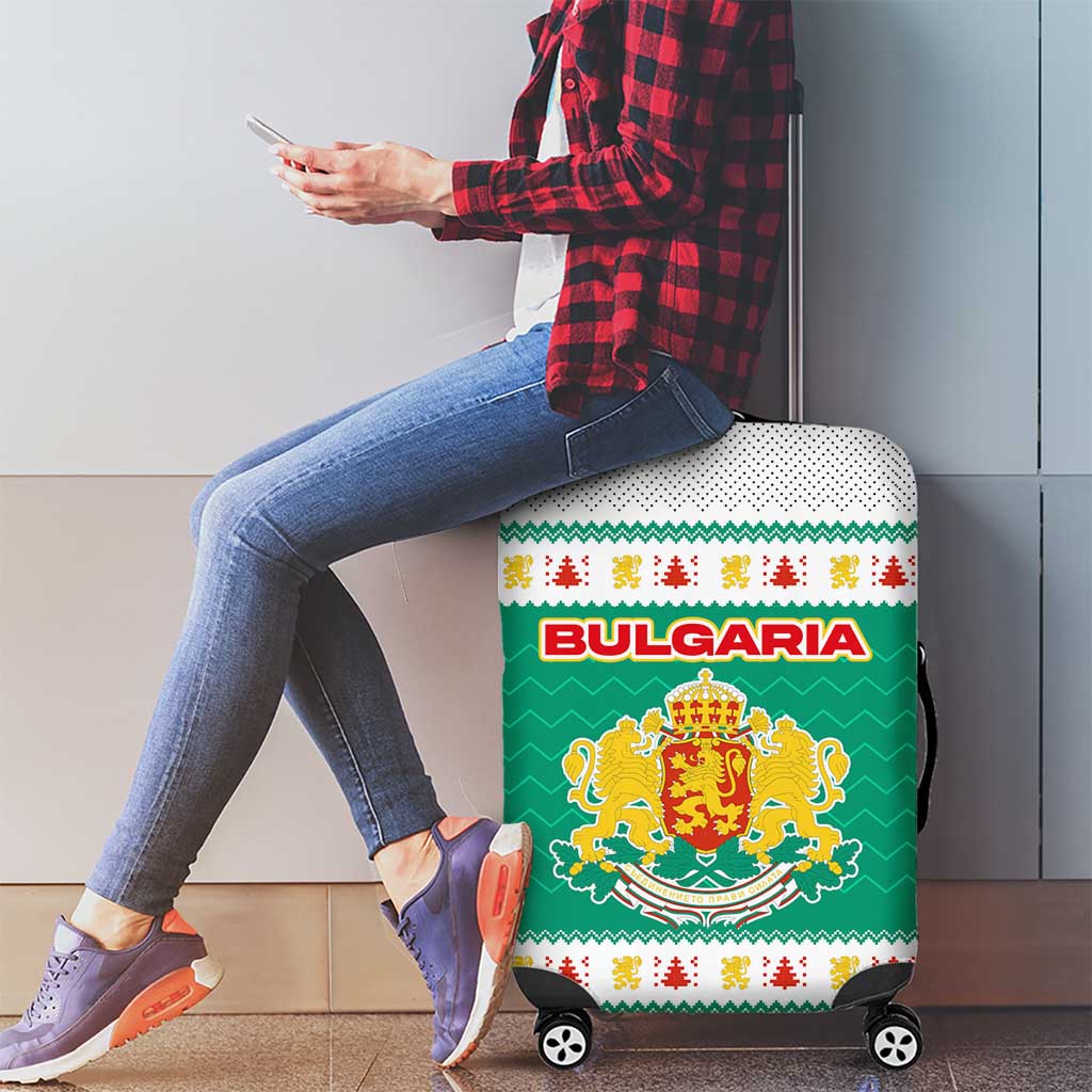 Bulgaria Christmas Luggage Cover with Green-White Theme, Coat of Arms, and National Flag Motif - Wonder Print Shop