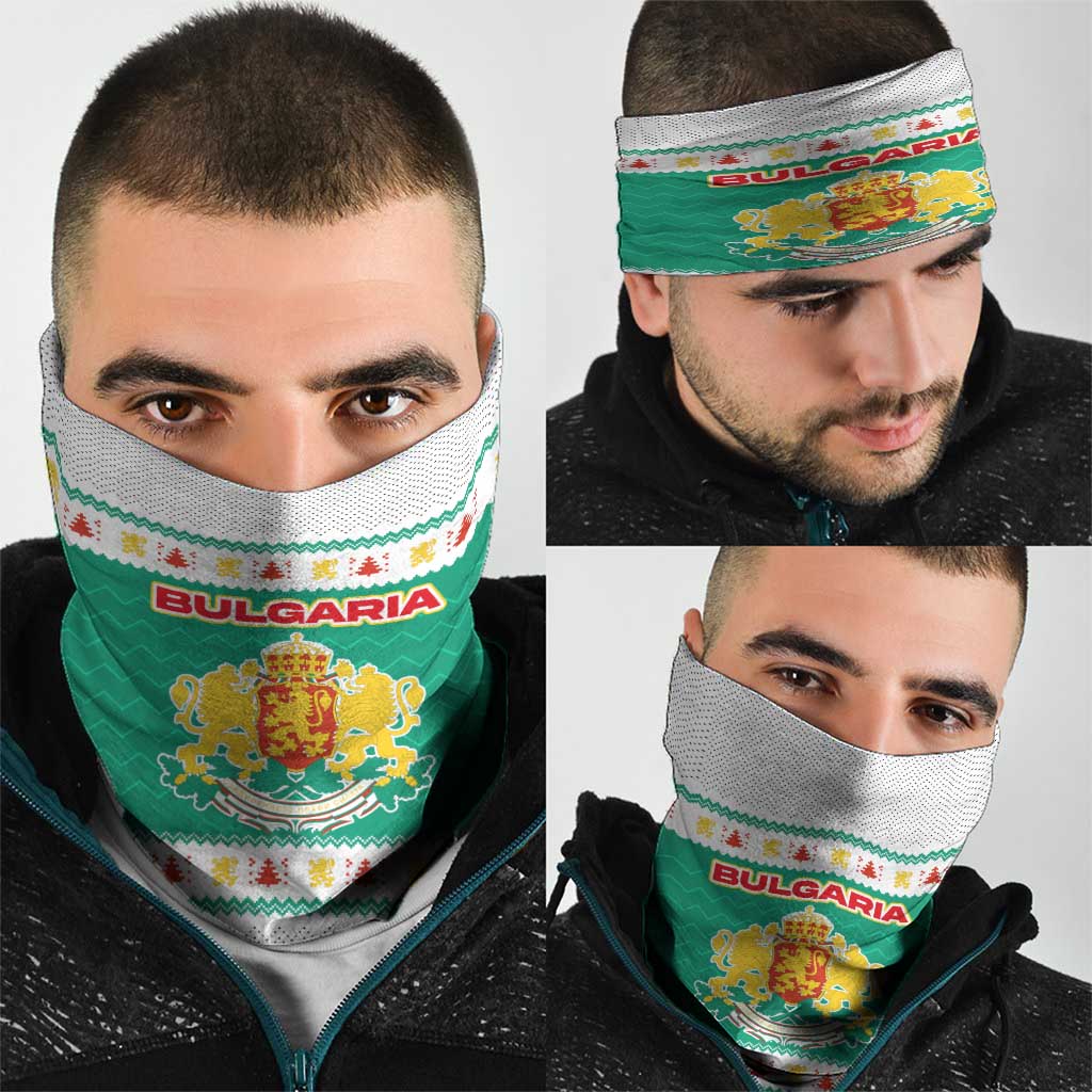 Bulgaria Christmas Neck Gaiter with Green-White Theme, Coat of Arms, and National Flag Motif - Wonder Print Shop