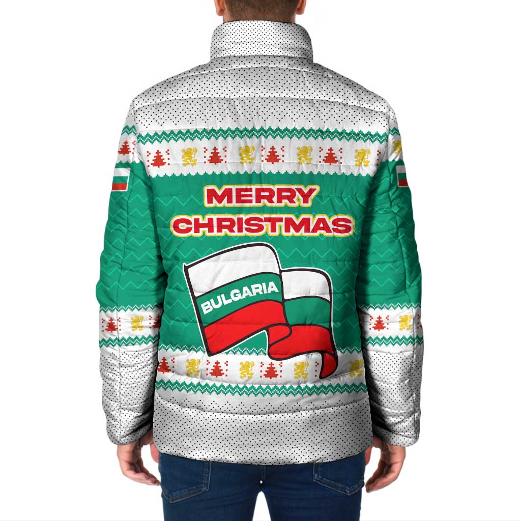 Bulgaria Christmas Padded Jacket with Green-White Theme, Coat of Arms, and National Flag Motif - Wonder Print Shop