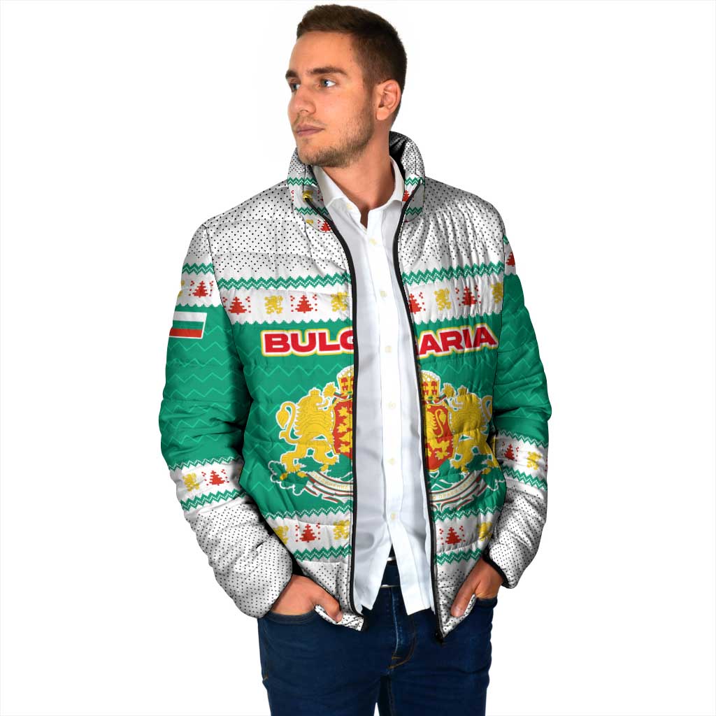 Bulgaria Christmas Padded Jacket with Green-White Theme, Coat of Arms, and National Flag Motif - Wonder Print Shop