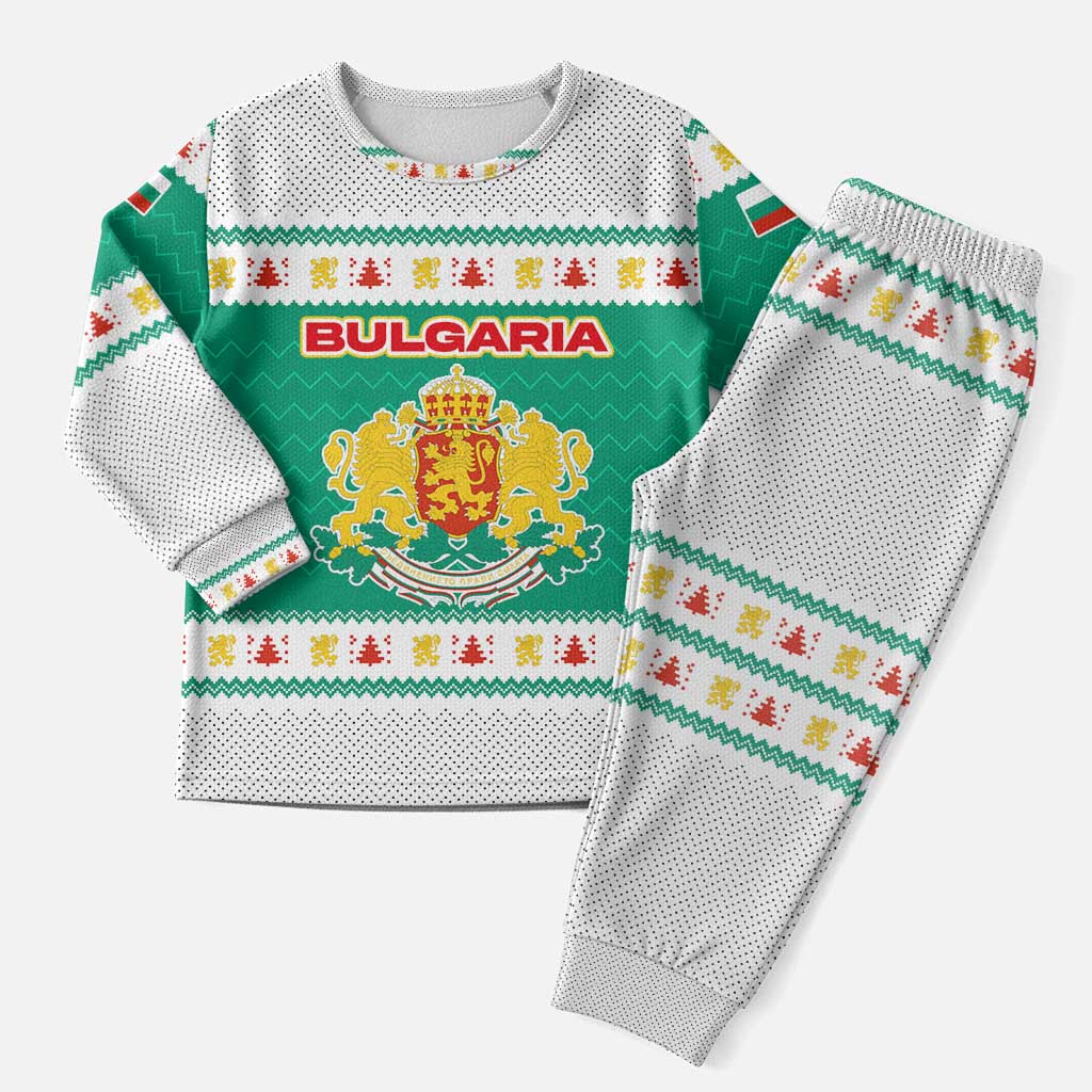 Bulgaria Christmas Pajama Set with Green-White Theme, Coat of Arms, and National Flag Motif - Wonder Print Shop