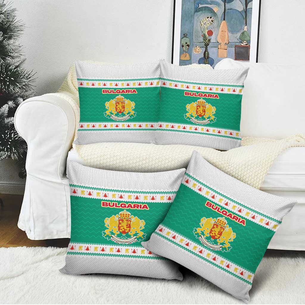 Bulgaria Christmas Pillow Cover with Green-White Theme, Coat of Arms, and National Flag Motif - Wonder Print Shop