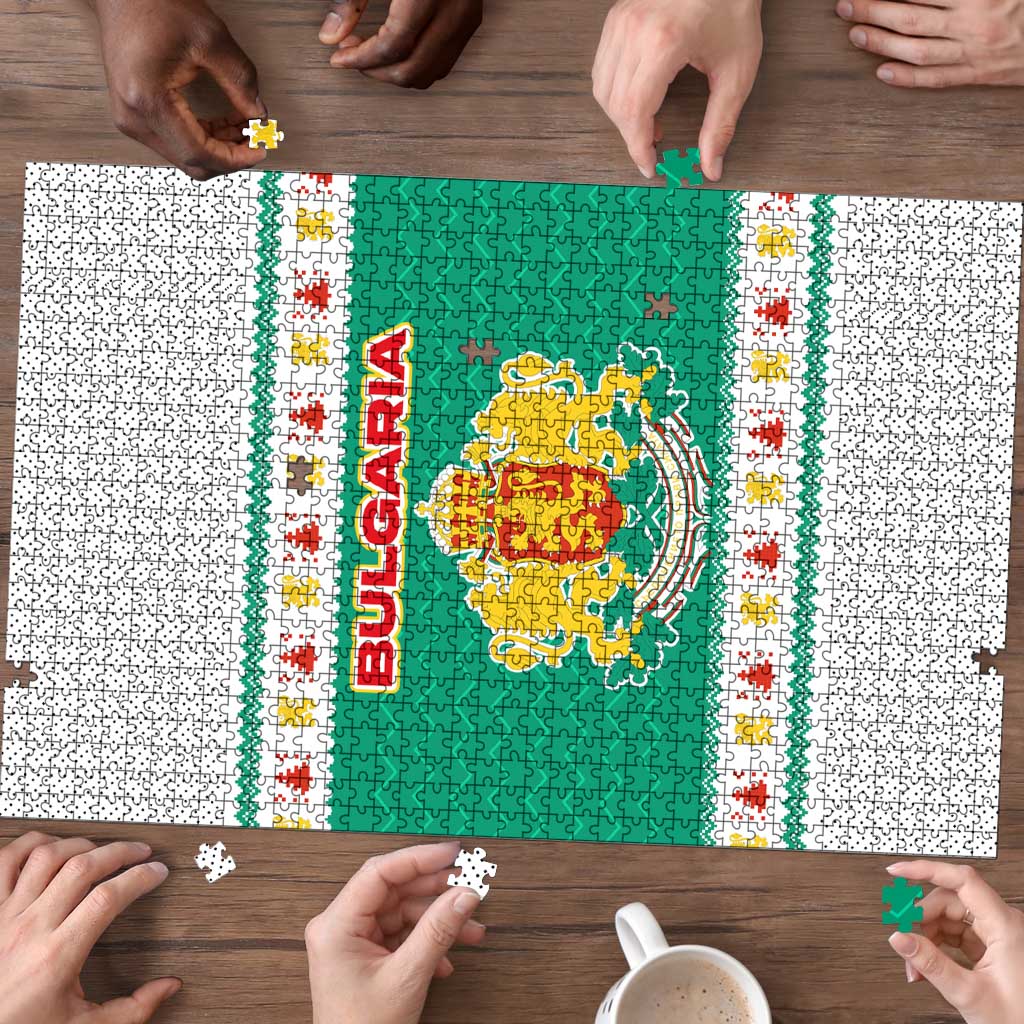 Bulgaria Christmas Puzzle with Green-White Theme, Coat of Arms, and National Flag Motif - Wonder Print Shop