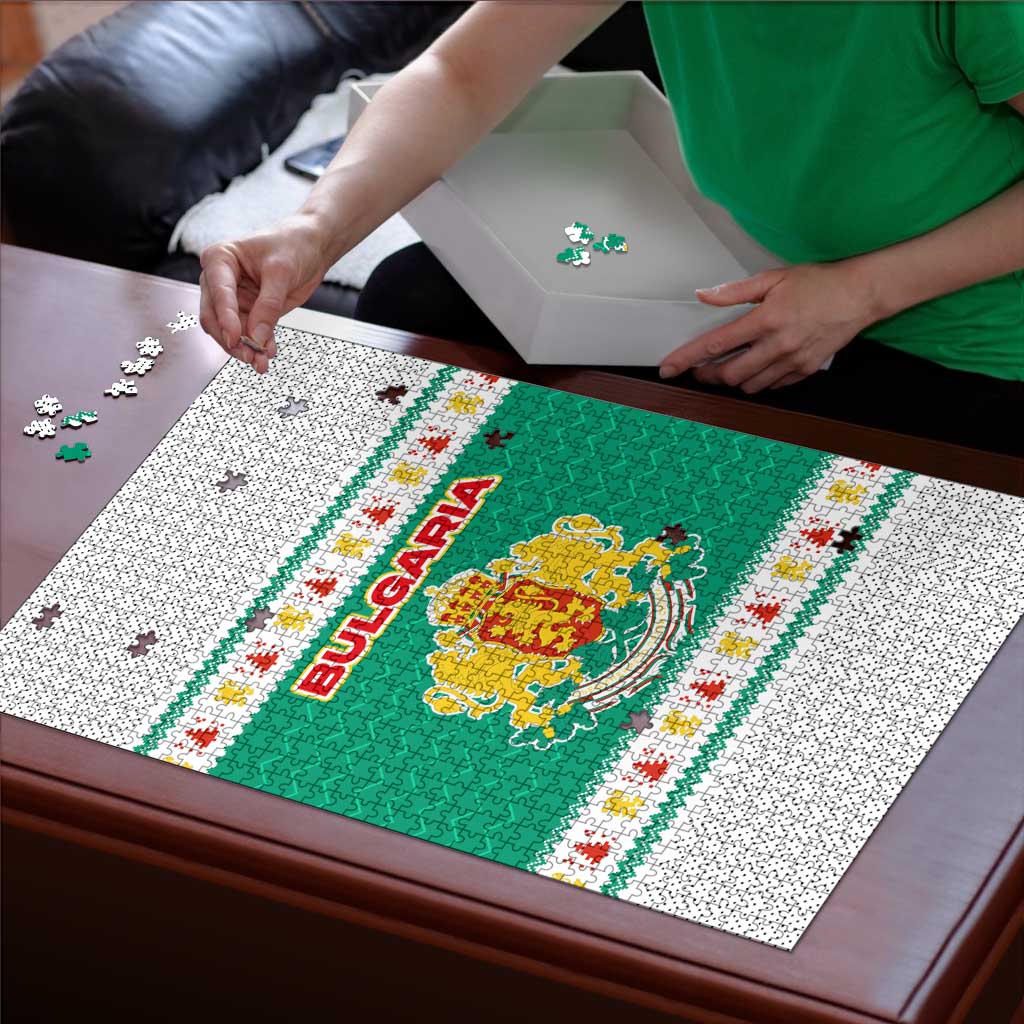 Bulgaria Christmas Puzzle with Green-White Theme, Coat of Arms, and National Flag Motif - Wonder Print Shop
