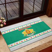 Bulgaria Christmas Rubber Doormat with Green-White Theme, Coat of Arms, and National Flag Motif - Wonder Print Shop