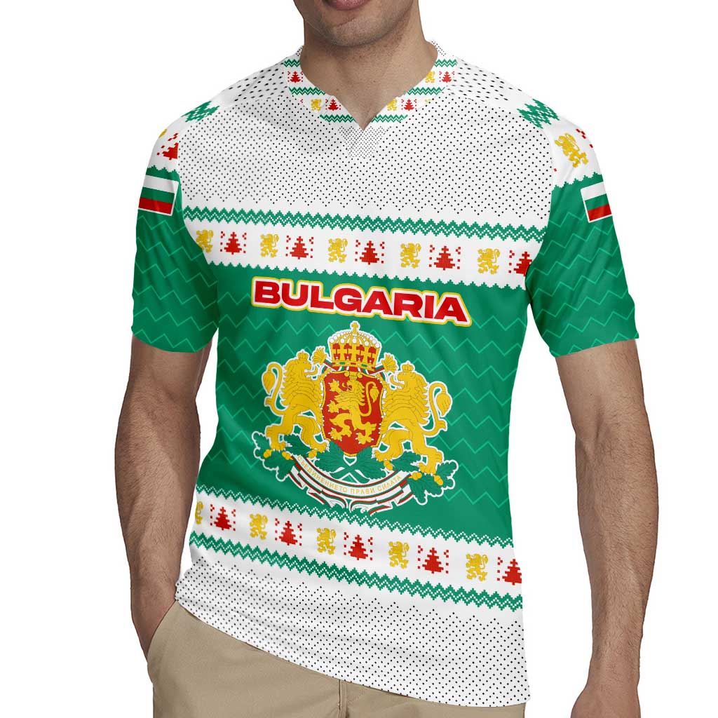 Bulgaria Christmas Rugby Jersey with Green-White Theme, Coat of Arms, and National Flag Motif - Wonder Print Shop