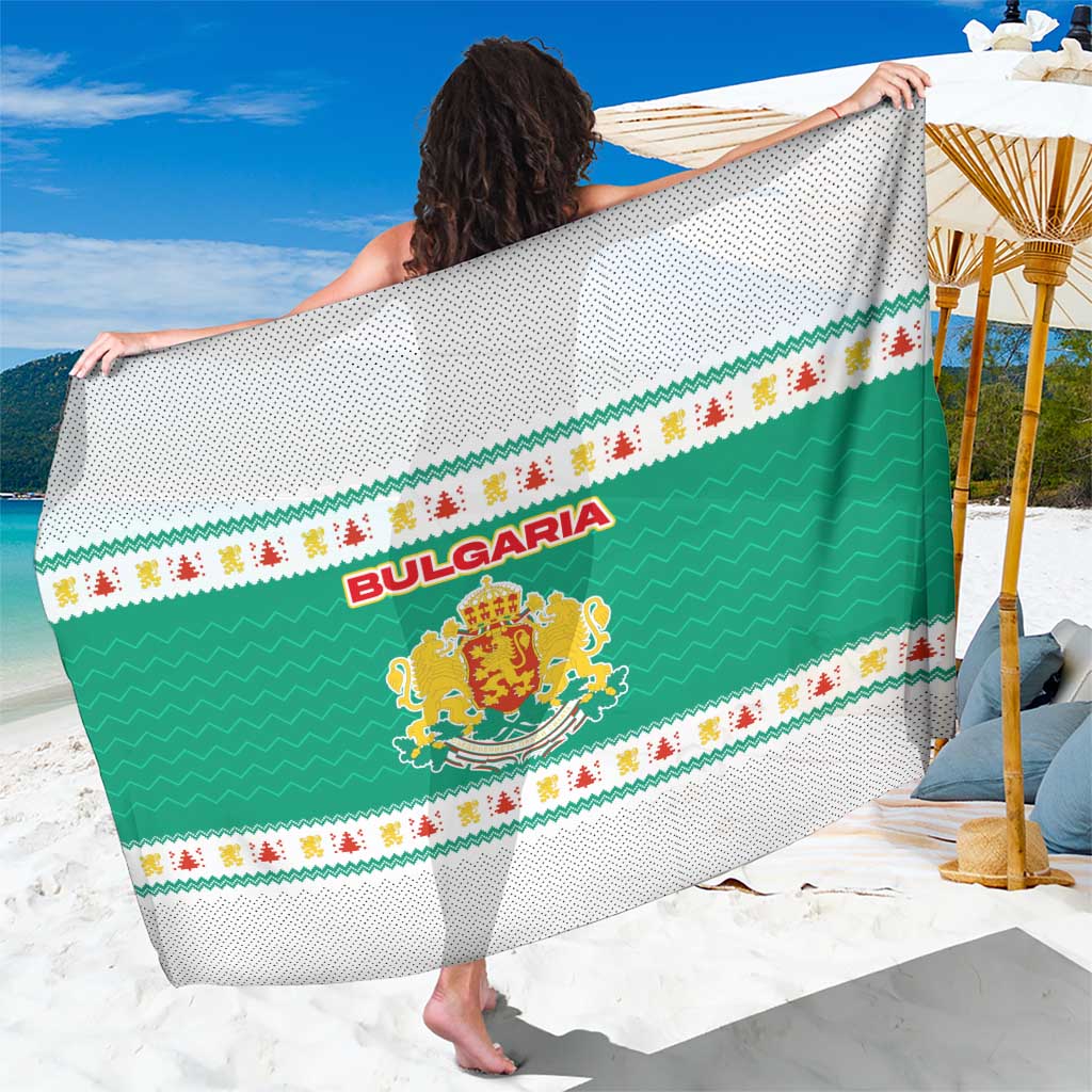Bulgaria Christmas Sarong with Green-White Theme, Coat of Arms, and National Flag Motif - Wonder Print Shop