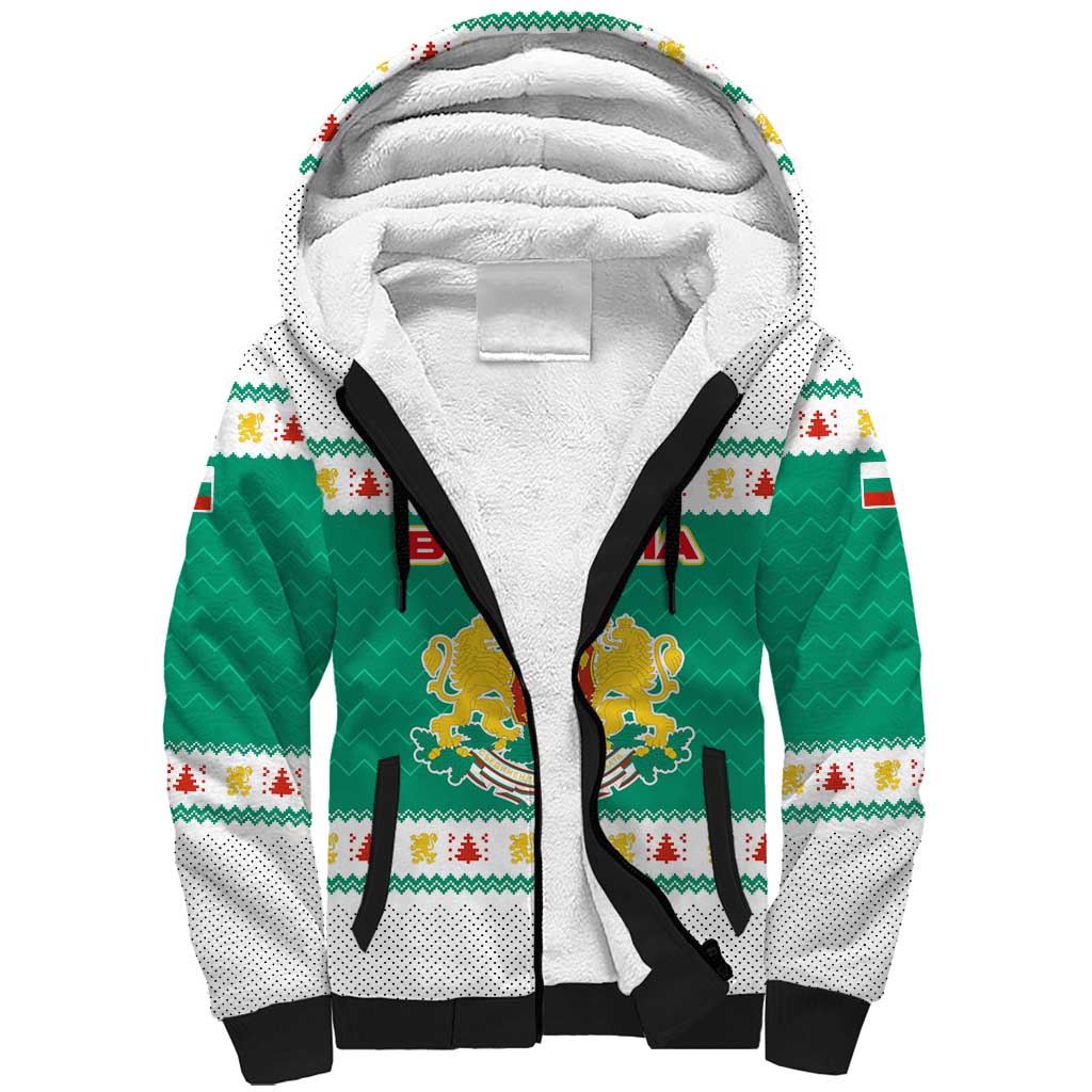 Bulgaria Christmas Sherpa Hoodie with Green-White Theme, Coat of Arms, and National Flag Motif - Wonder Print Shop